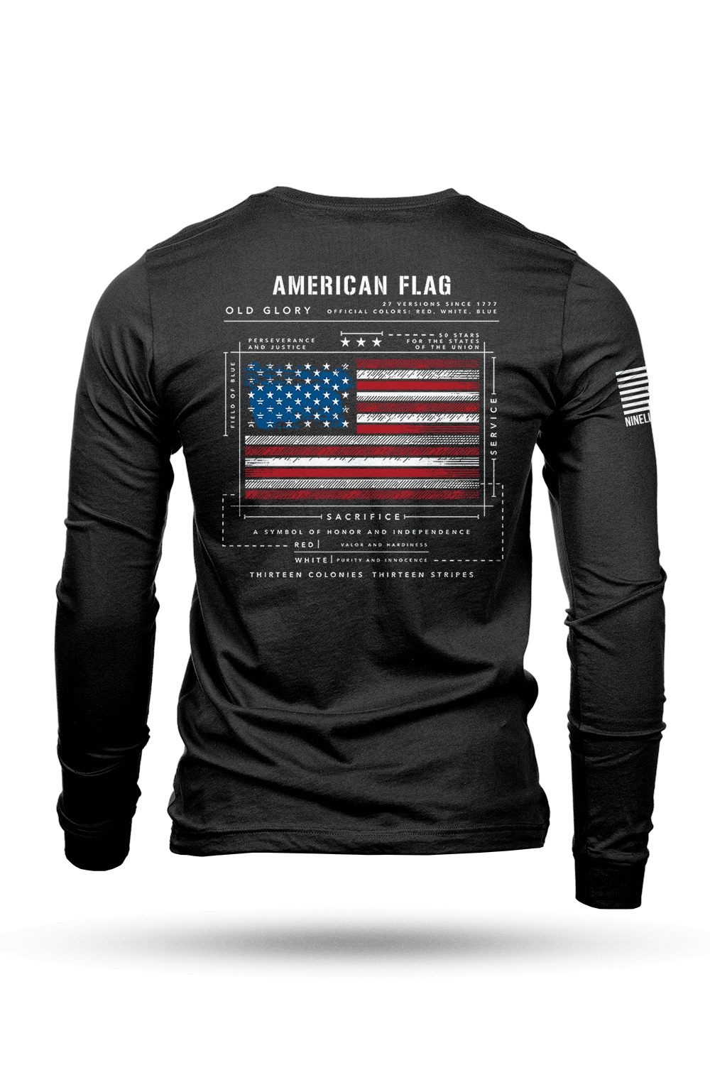 Nine Line Apparel Flag Long-Sleeve T-Shirt for Men - Black - 2XL