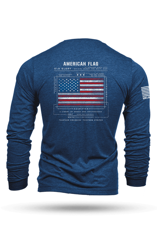 American Flag Schematic - Long Sleeve T-Shirt