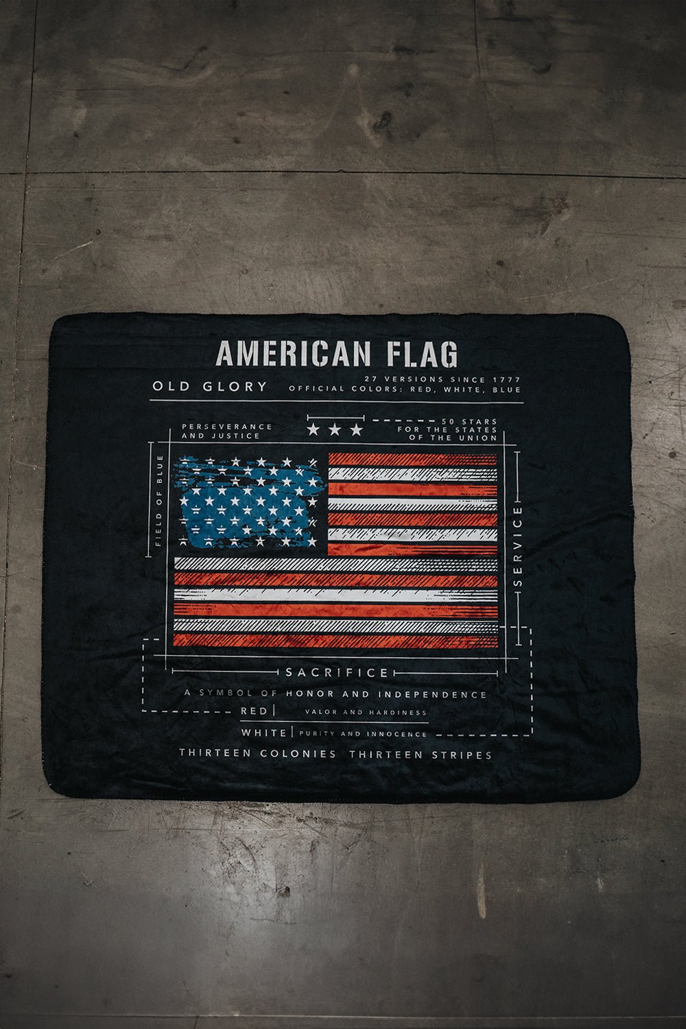 American Flag Schematic Sherpa Blanket