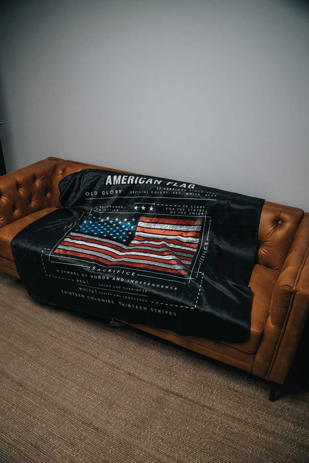 American Flag Schematic Sherpa Blanket