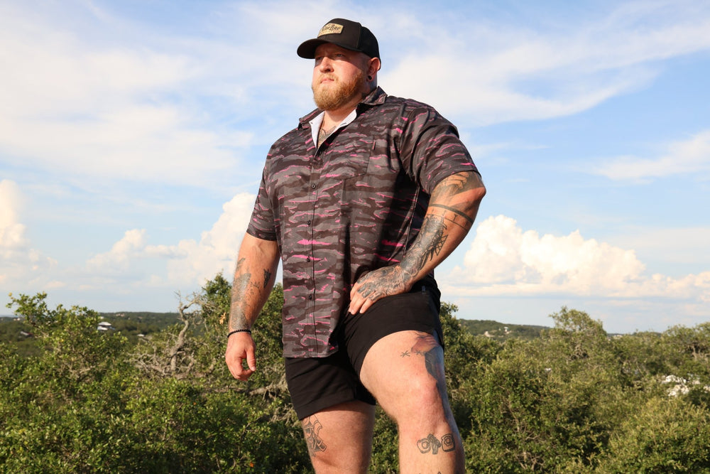 Caleb Francis Pink Tiger Camo - Casual Short - Sleeved Button Down