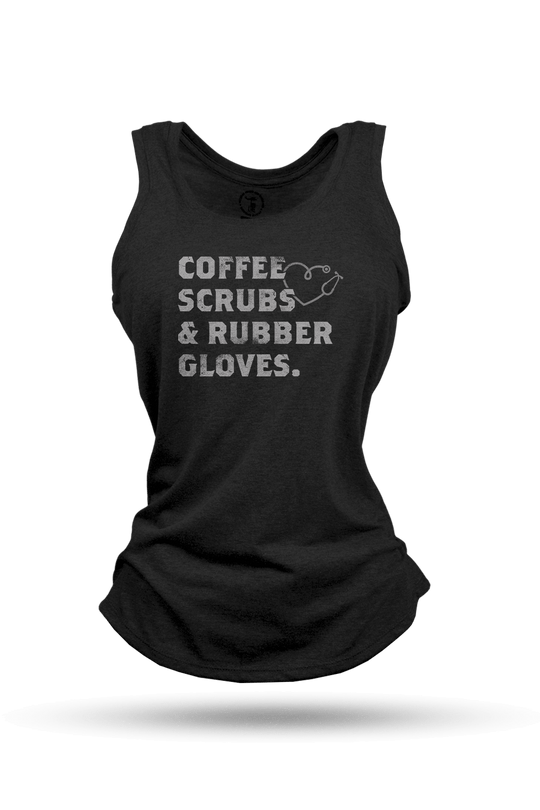 Coffee, Scrubs & Rubber Gloves - Women's Racerback Tank