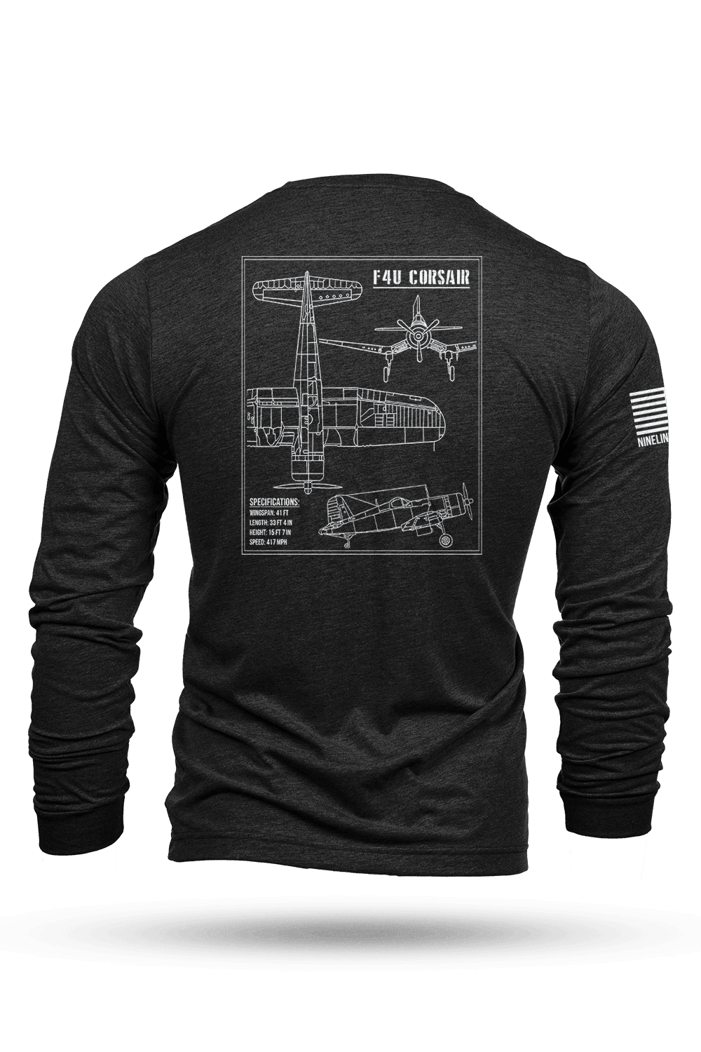 F4U Corsair Schematic - Long - Sleeve Shirt