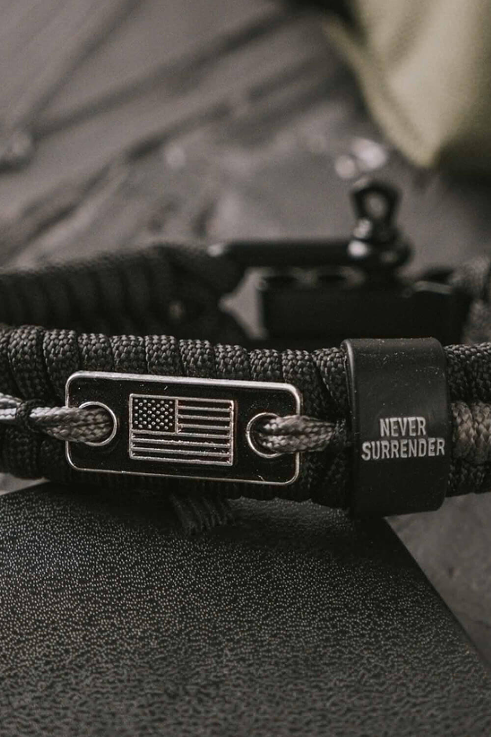 Never Surrender Barbed Wire Paracord Bracelet