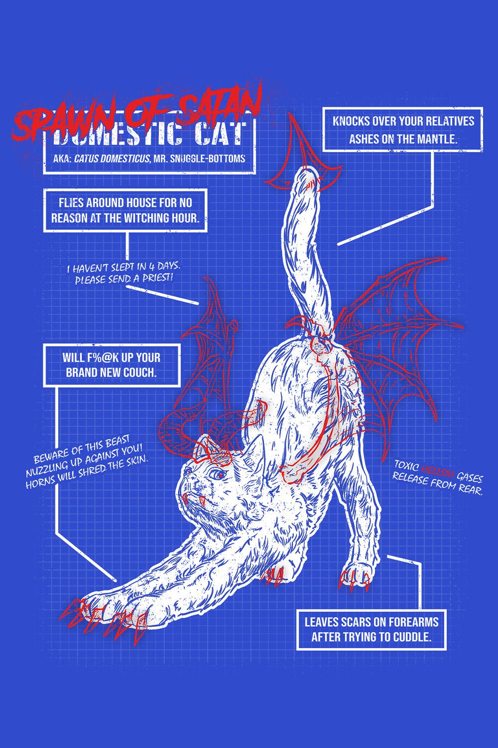 Spawn of Satan - Cat Schematic - T-Shirt