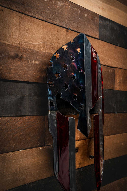 Stars and Stripes Spartan Helmet - Molten Metal Wall Art