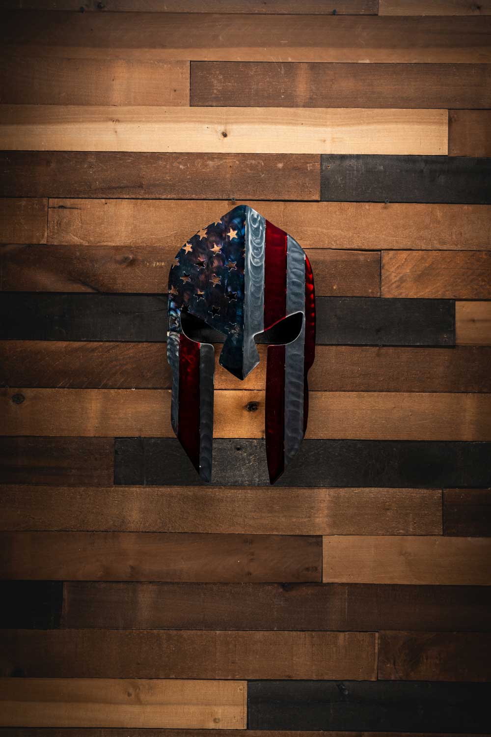 Stars and Stripes Spartan Helmet - Molten Metal Wall Art