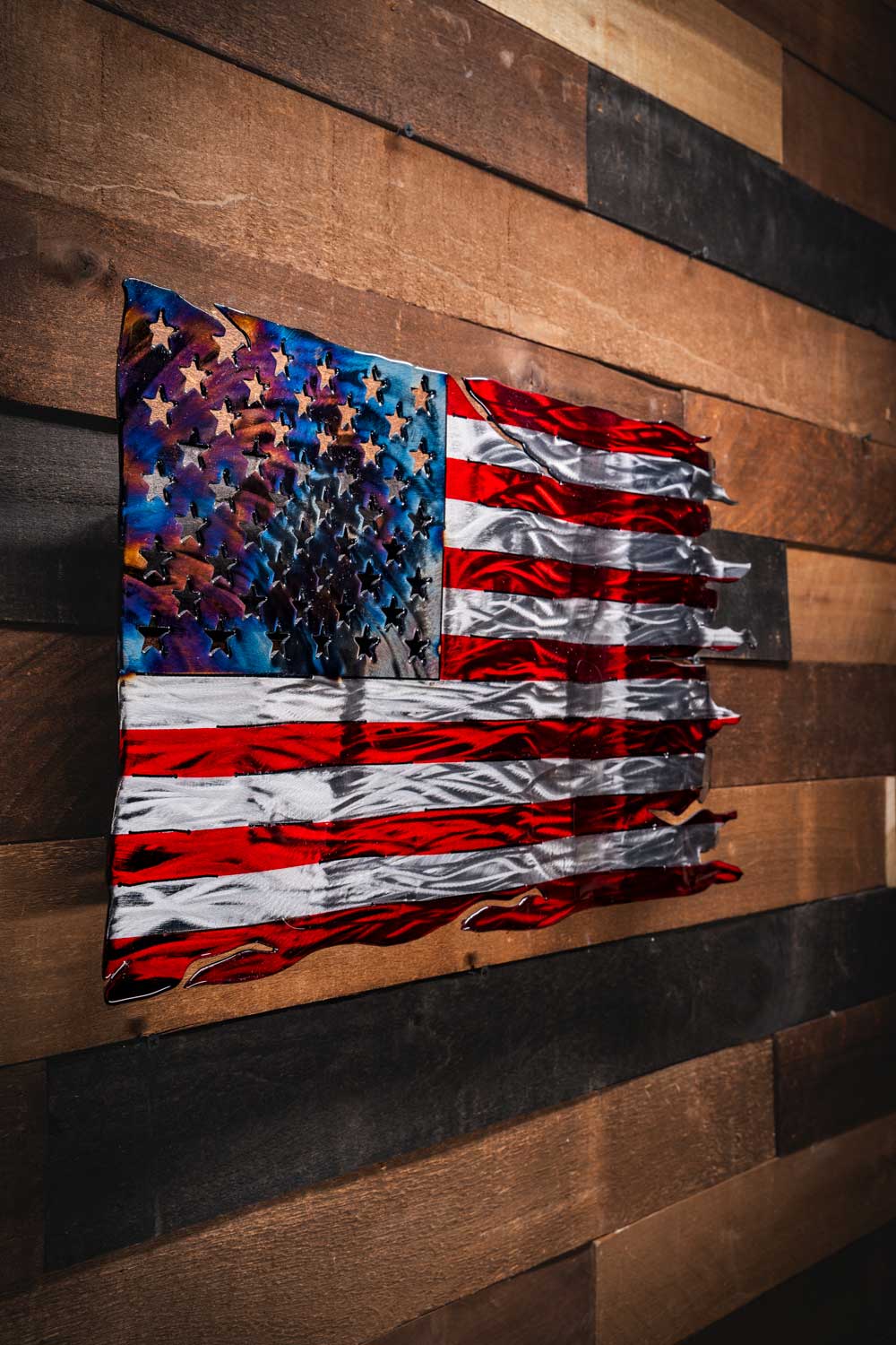 Tattered American Flag - Molten Metal Wall Art