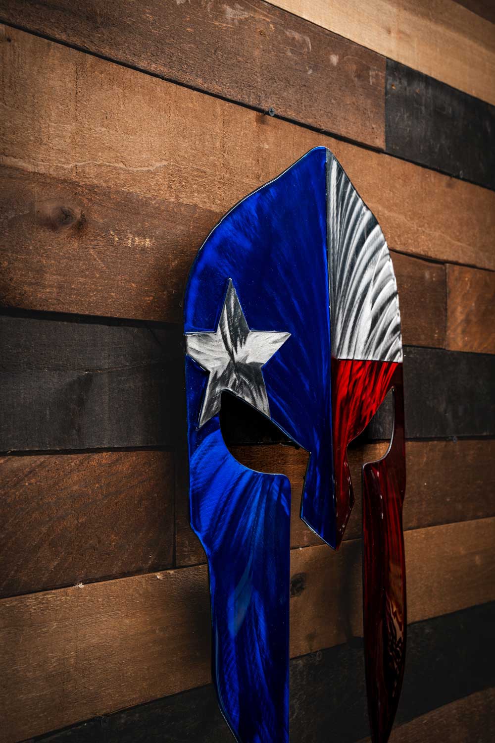 Texas Flag Spartan Helmet - Molten Metal Wall Art