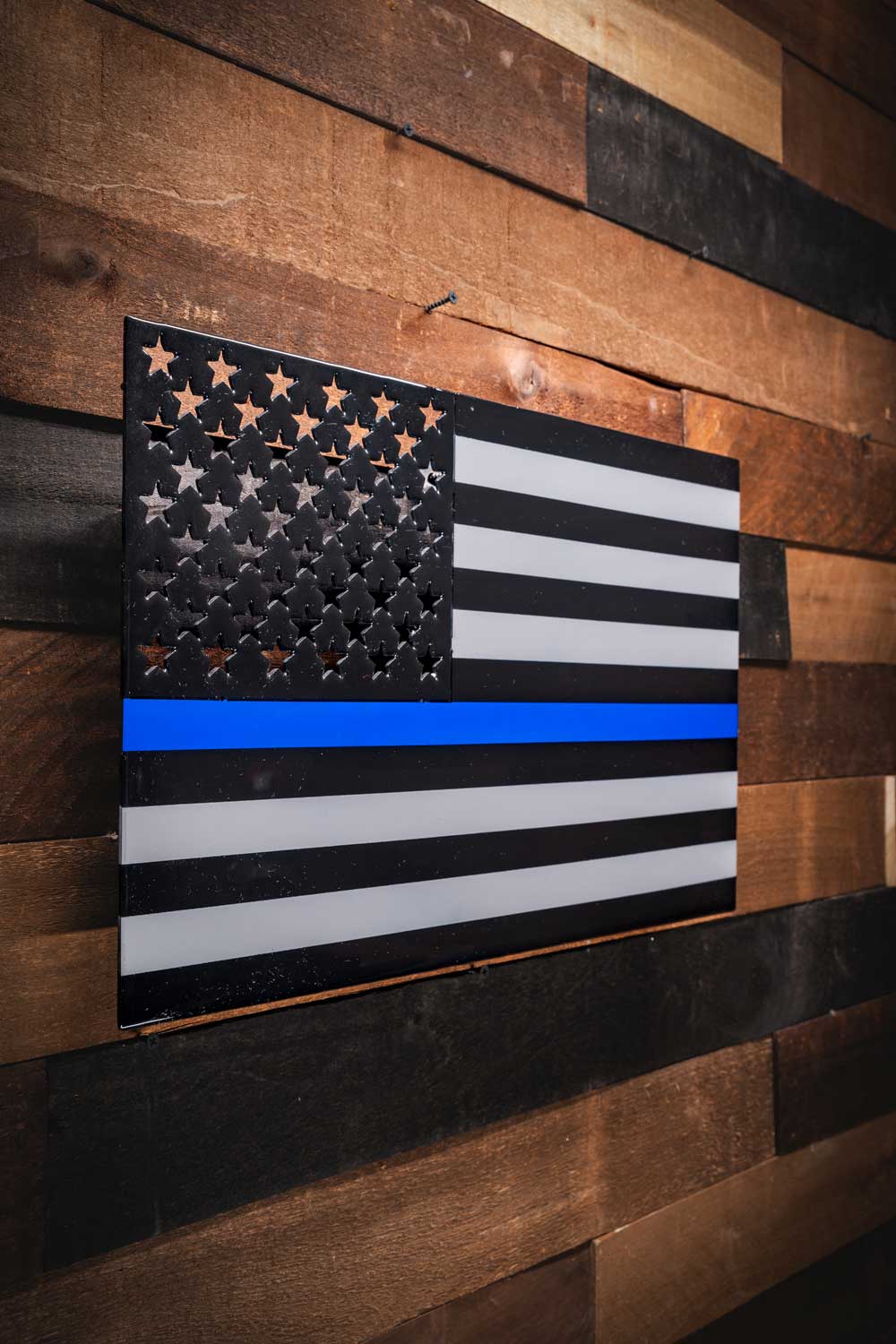 Thin Blue Line - Molten Metal Wall Art