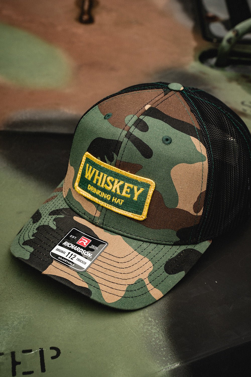 Whiskey Drinking Hat - 6 - Panel Richardson Snapback Trucker Hat