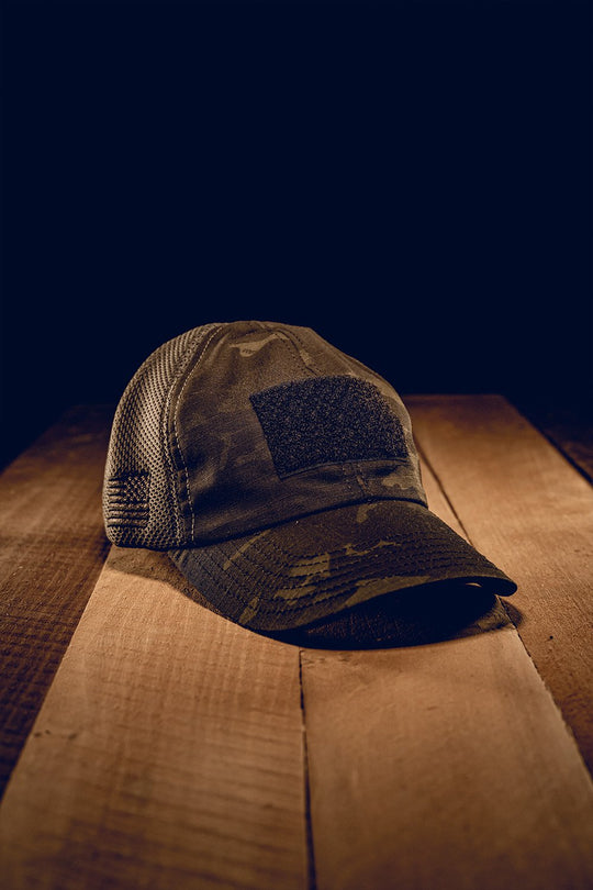 Dark American Made Mesh Back Hat with Patch - Nine Line Apparel